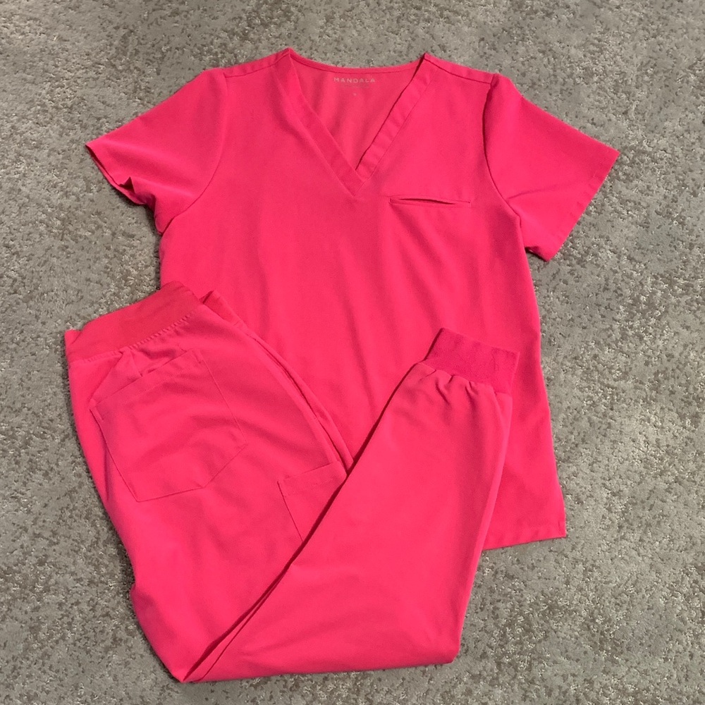 Shocking Pink Mandala scrub set